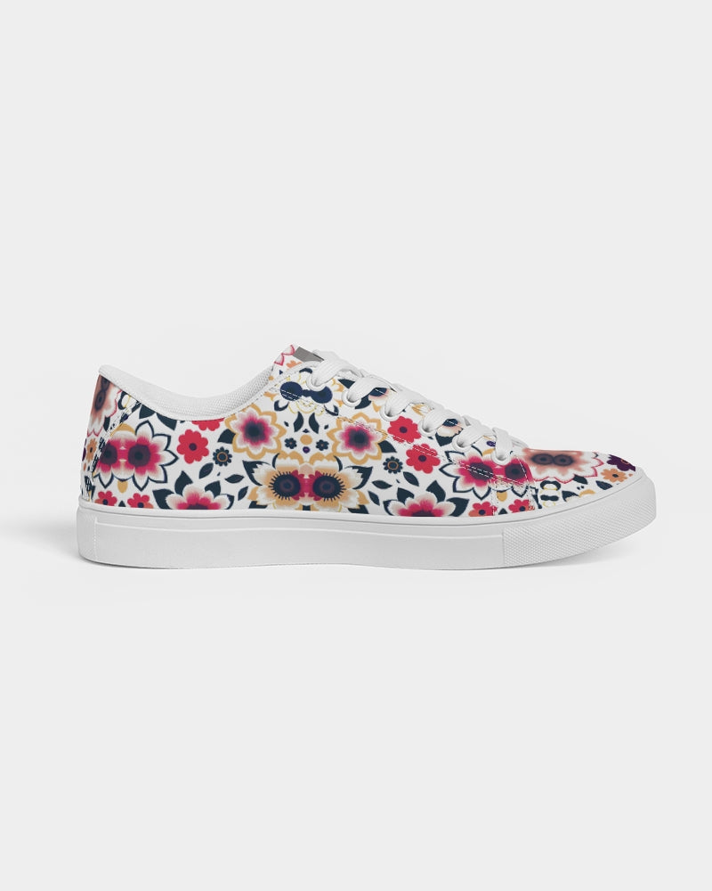 Abstract flower pattern Women's Faux-Leather Sneaker