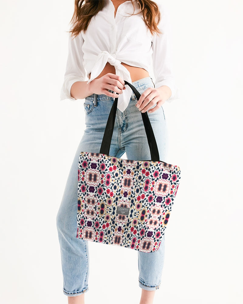 Abstract flower pattern Canvas Zip Tote