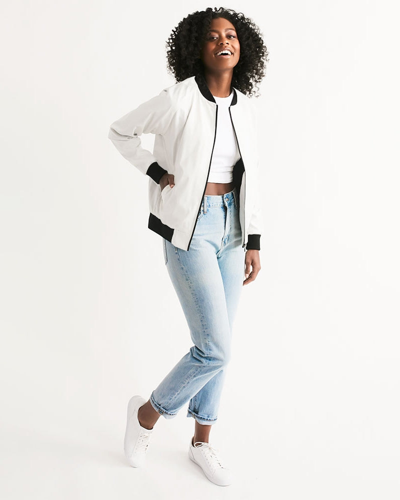 Promoting black women with silver grey hair Women's Bomber Jacket