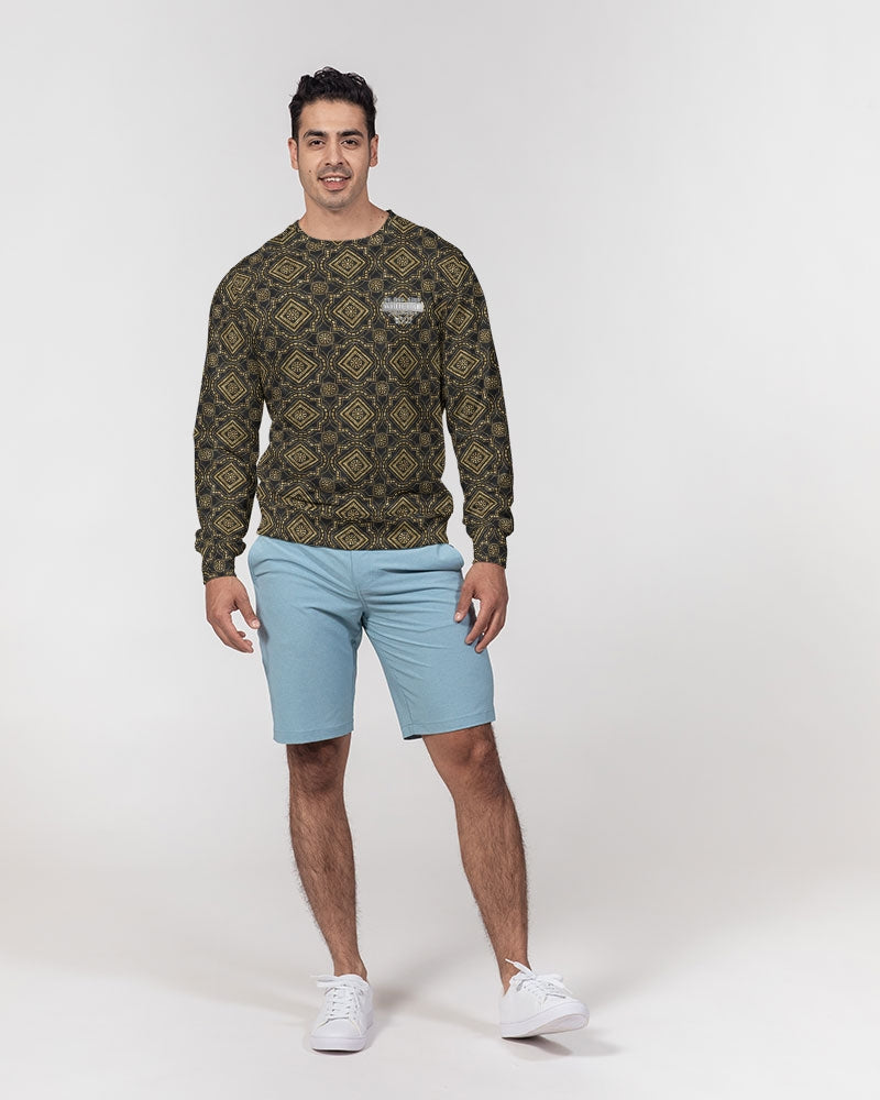 Brown Diamond pattern Men's Classic French Terry Crewneck Pullover