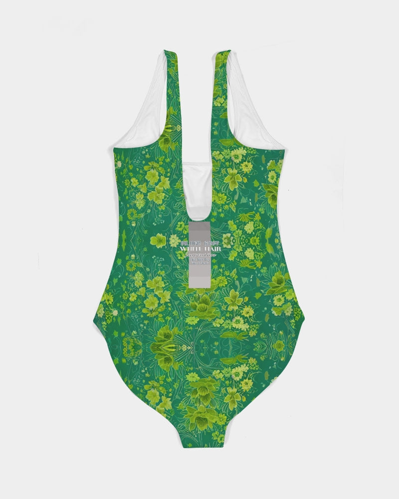 Green lush Repeat pattern Women's One-Piece Swimsuit