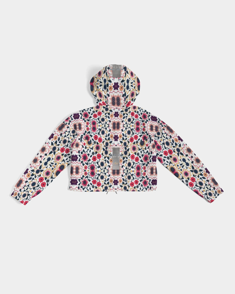 Abstract flower pattern Women's All-Over Print Cropped Windbreaker