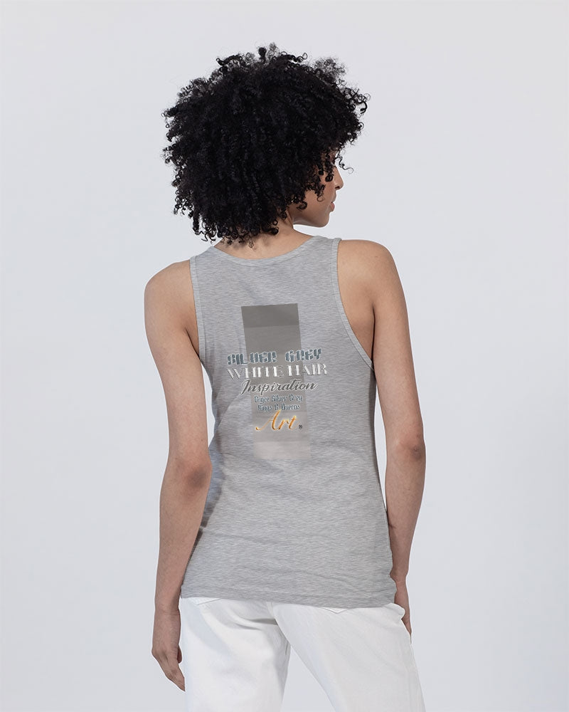 Asian sister with silver grey hair Unisex Jersey Tank | Bella + Canvas