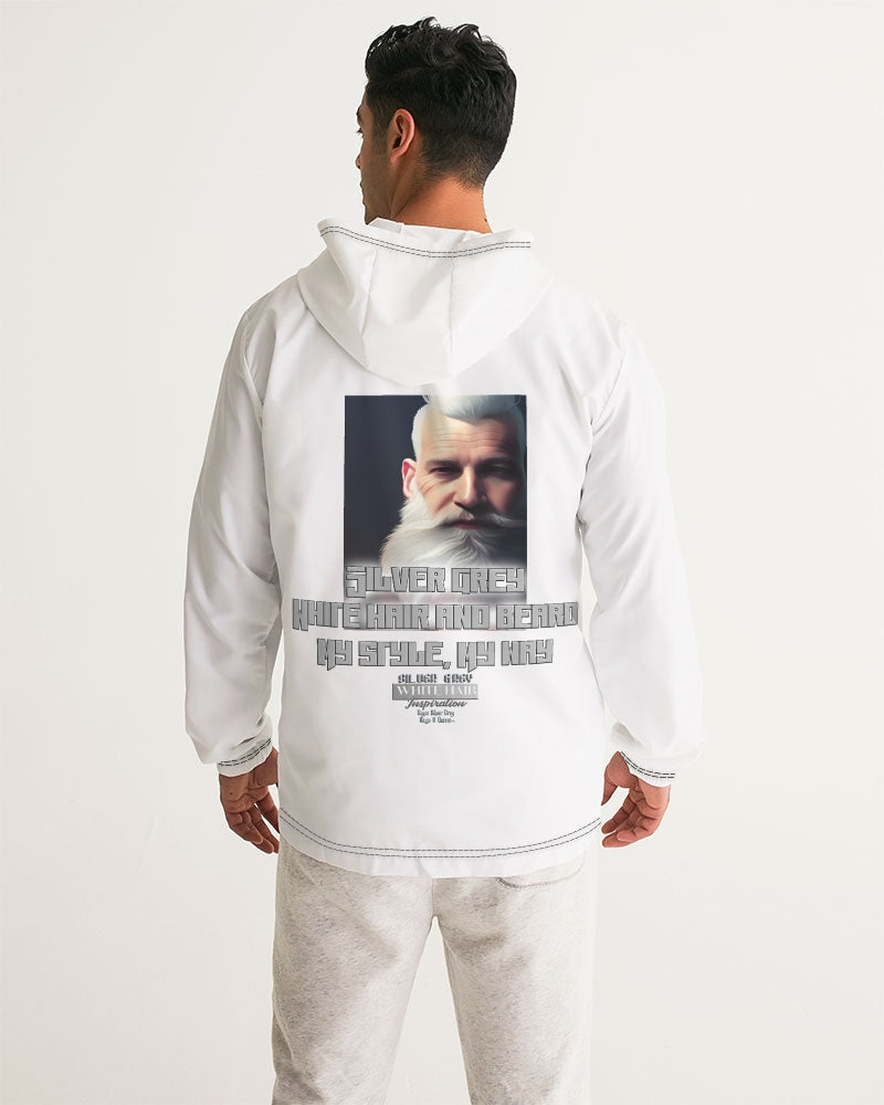 Silver Grey white hair and beard, my style my way Men's Windbreaker