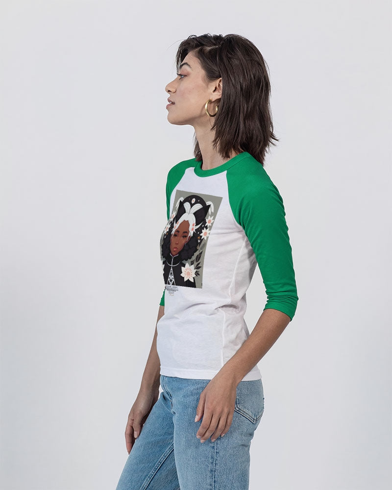 Nubian girl silver fox Unisex Three-Quarter Sleeve Baseball Tee | Bella + Canvas