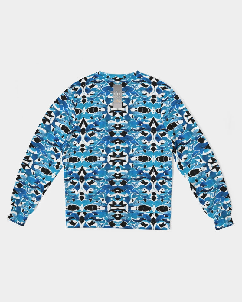 Blue Abstract pattern design Men's Classic French Terry Crewneck Pullover