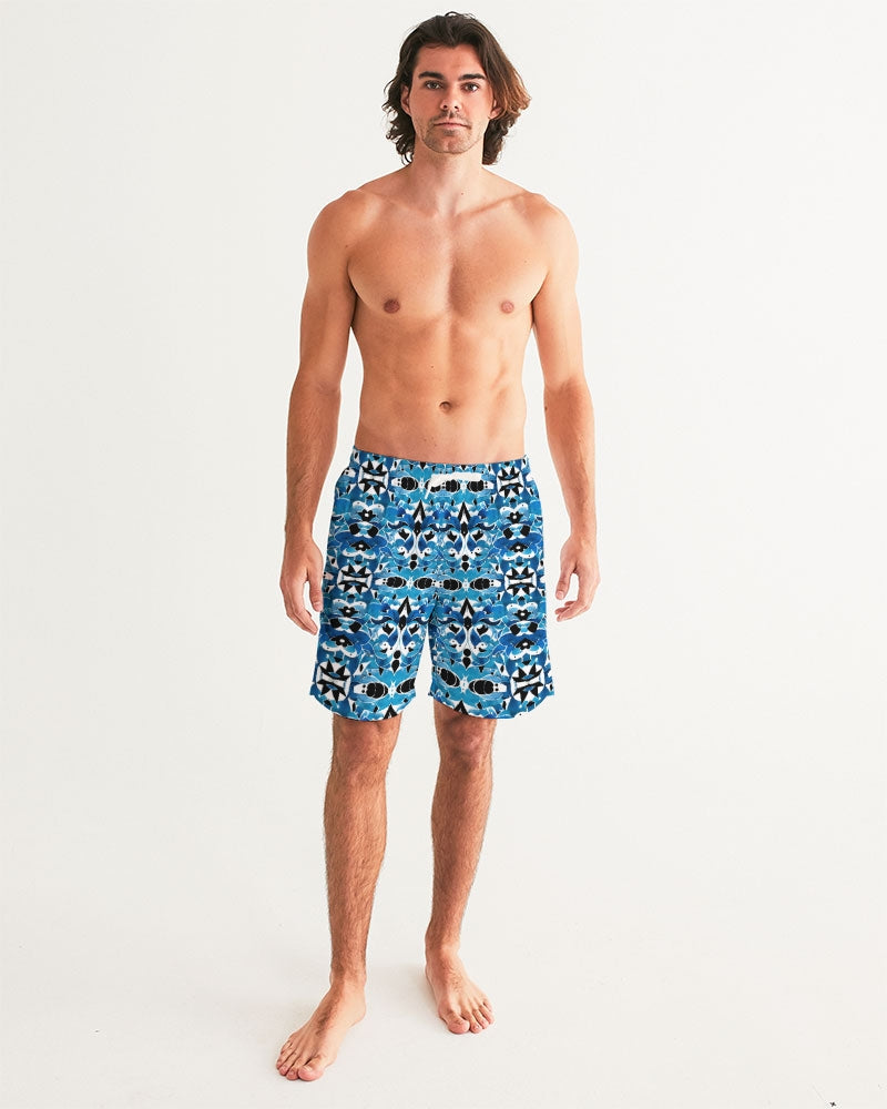 Blue Abstract pattern design Men's Swim Trunk