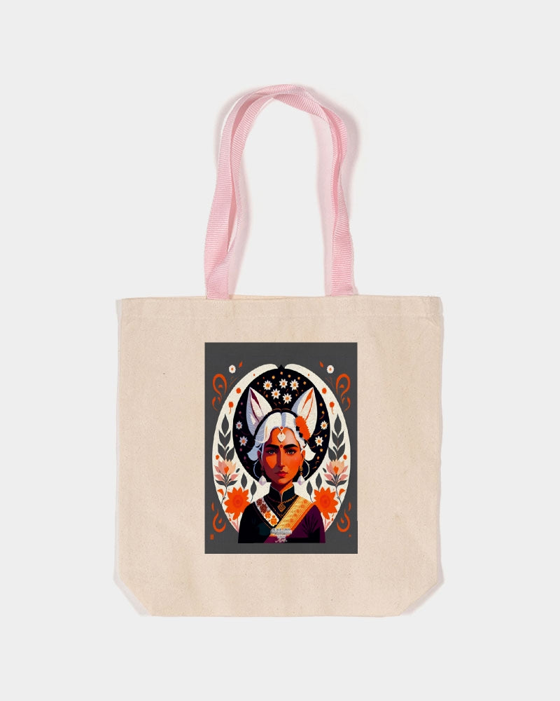 Indian Silver fox Canvas Tote with Contrast-Color Handles | Q-Tees