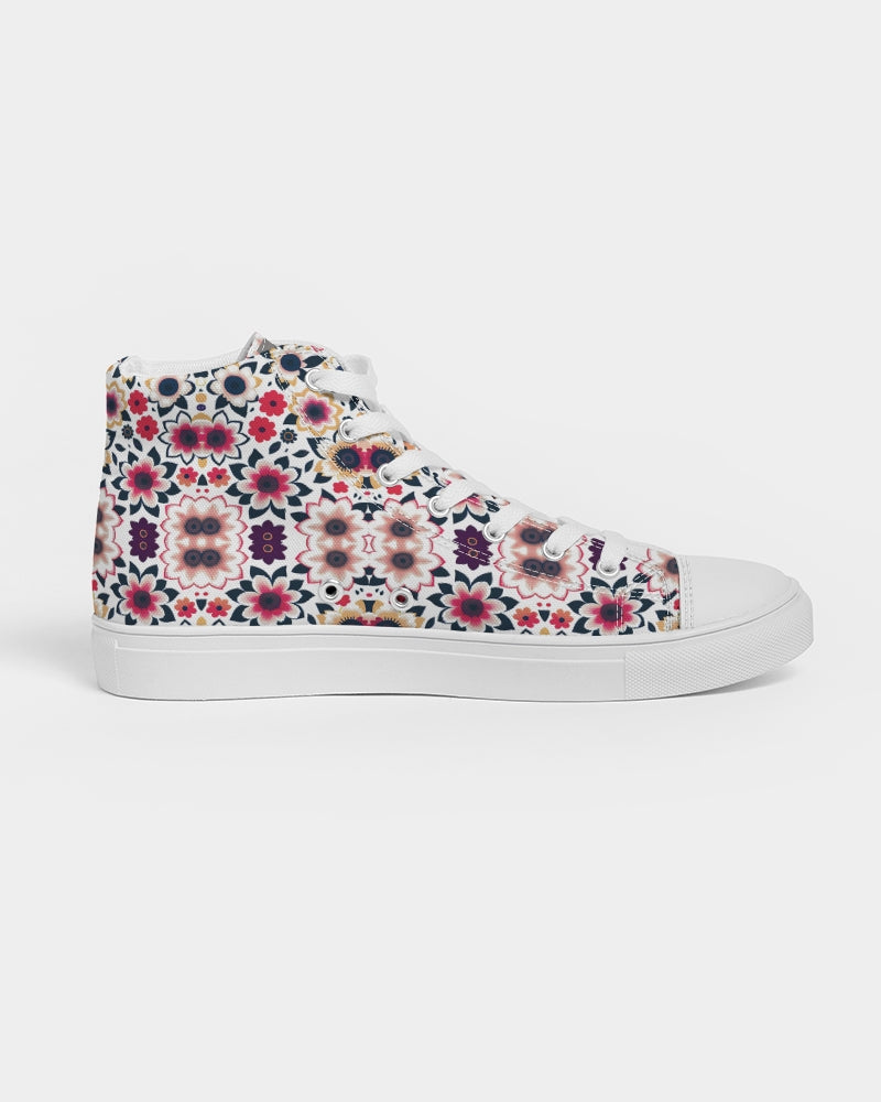 Abstract flower pattern Women's Hightop Canvas Shoe