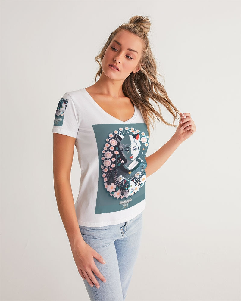 Silverfox flower Women's V-Neck Tee