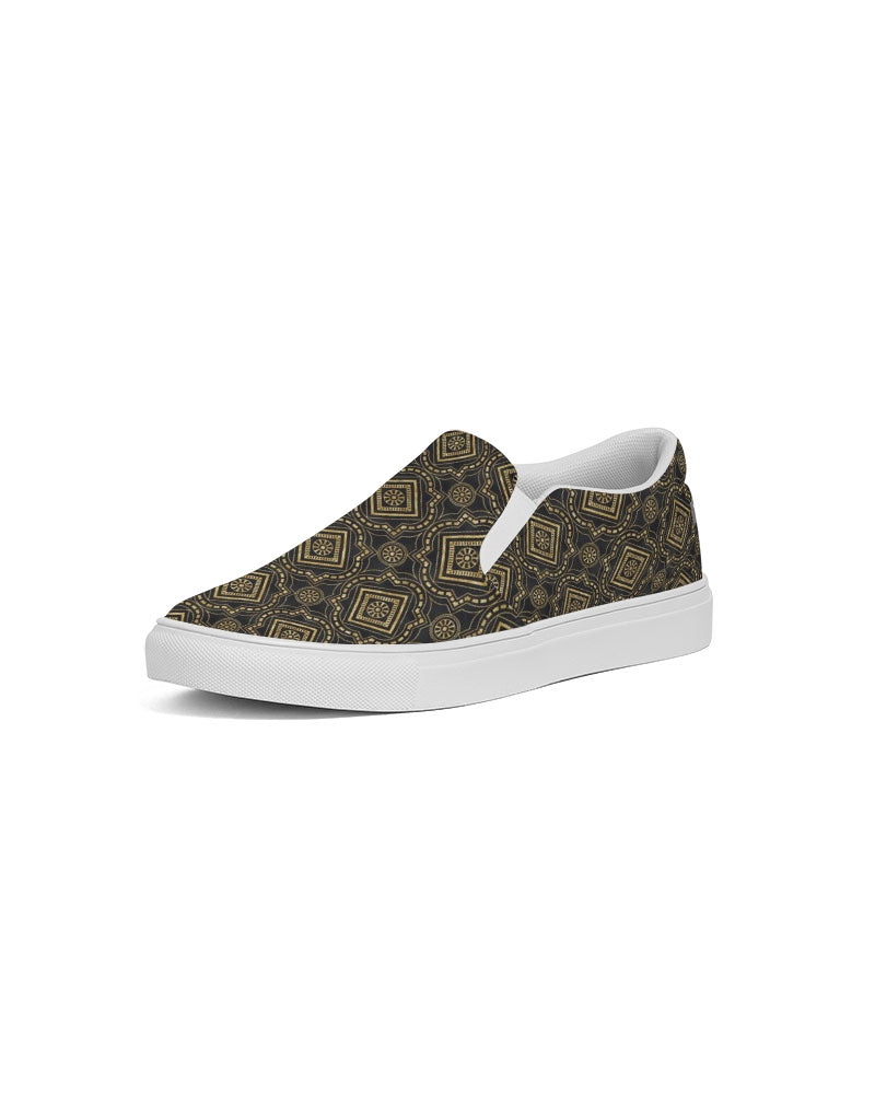 Brown Diamond pattern Men's Slip-On Canvas Shoe