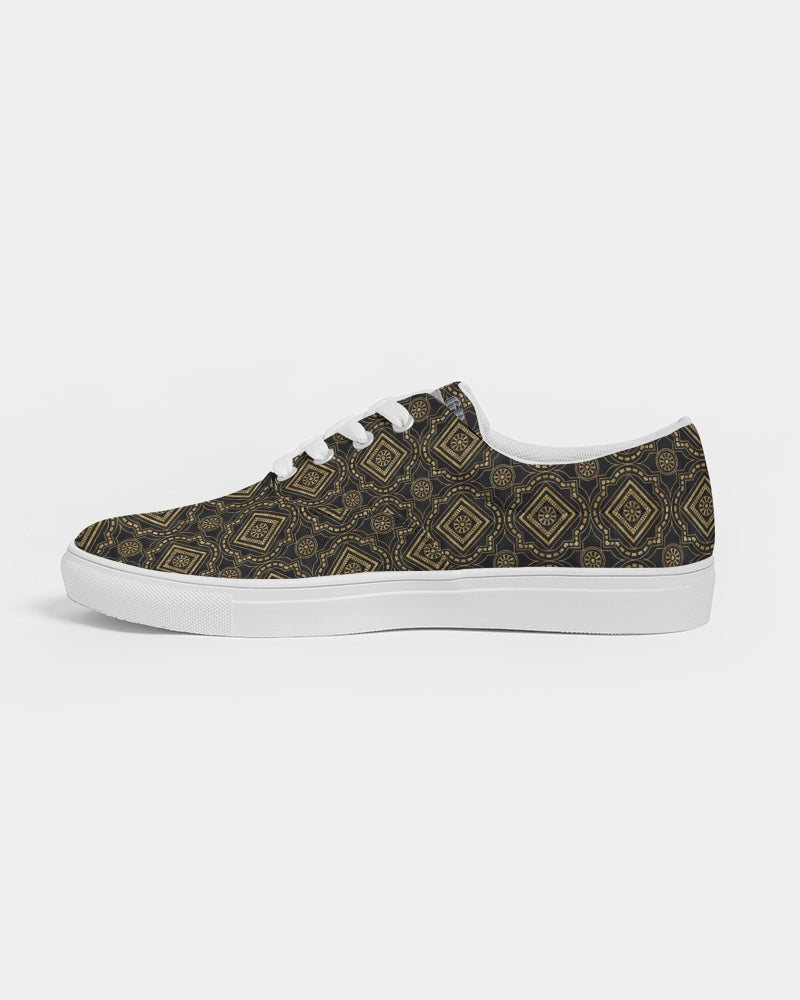 Brown Diamond pattern Men's Lace Up Canvas Shoe