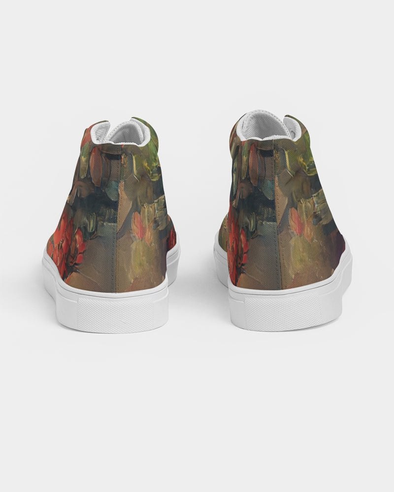 Abstract Rose design Men's Hightop Canvas Shoe