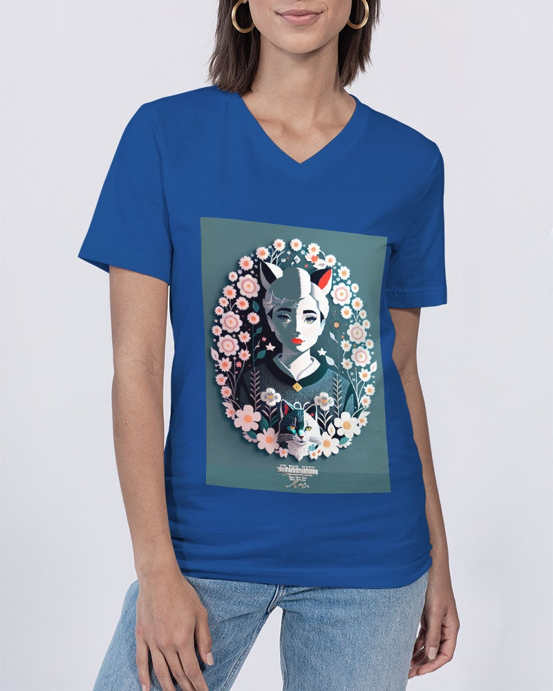 Silverfox flower Unisex Jersey V-Neck Tee | Bella + Canvas