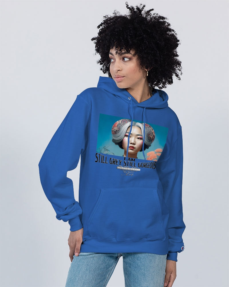 Promoting Asian women with silver grey Unisex Hoodie | Champion