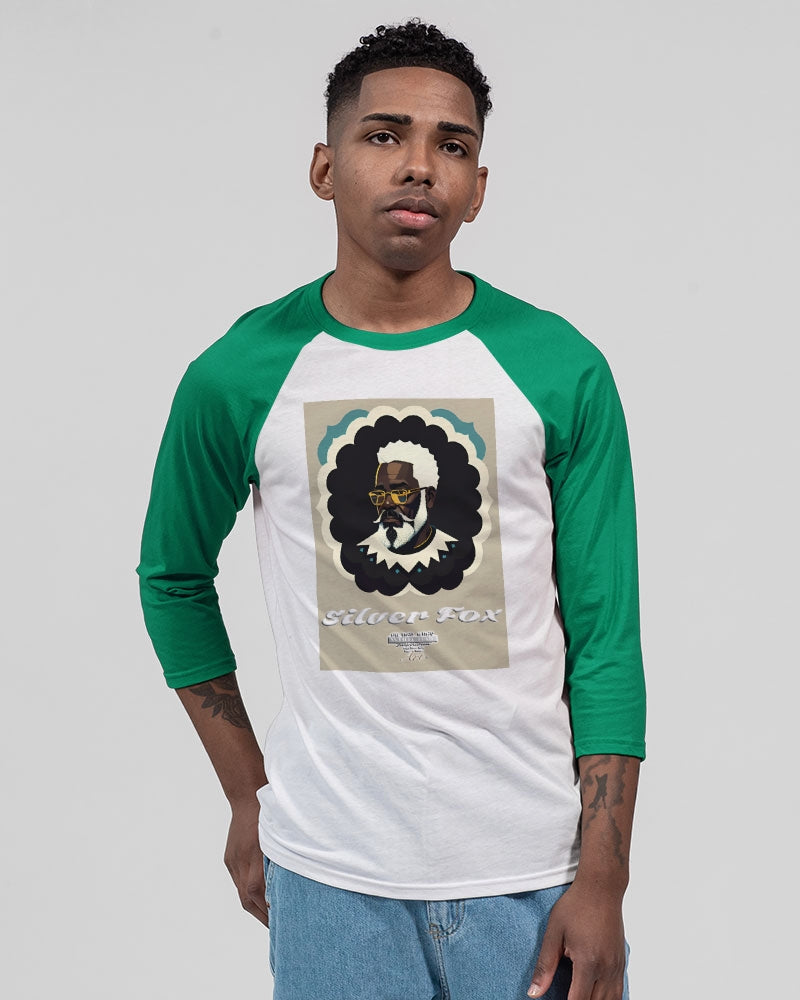 Black gentleman Silverfox Unisex Three-Quarter Sleeve Baseball Tee | Bella + Canvas