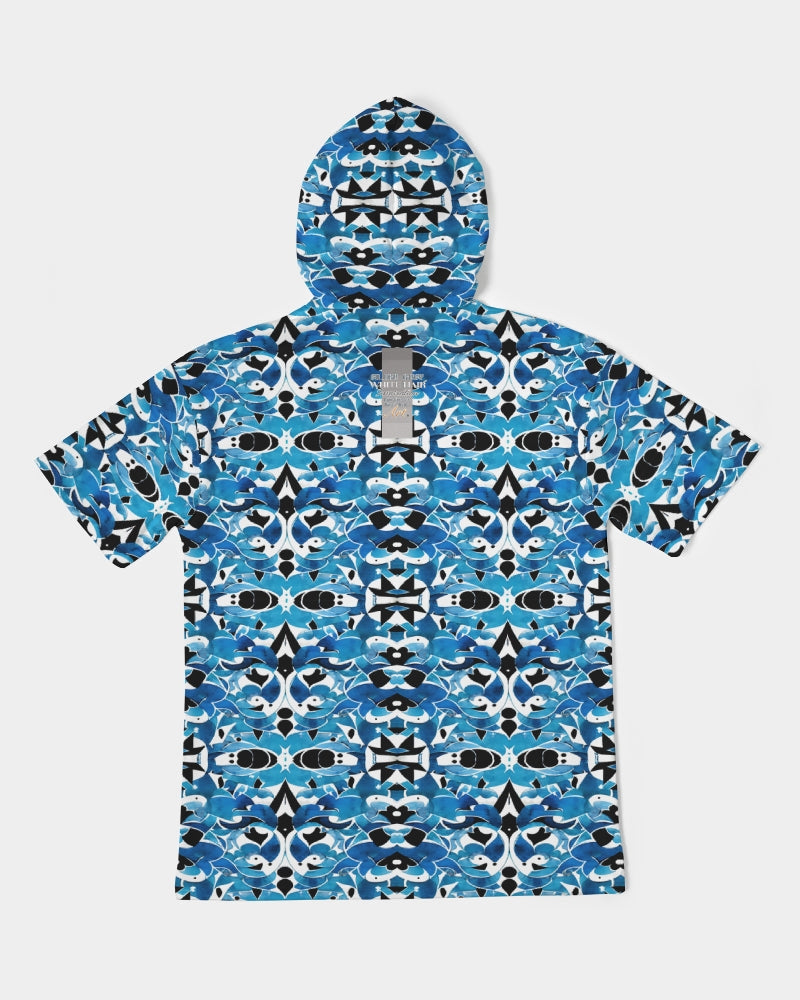 Blue Abstract pattern design Men's Premium Heavyweight Short Sleeve Hoodie