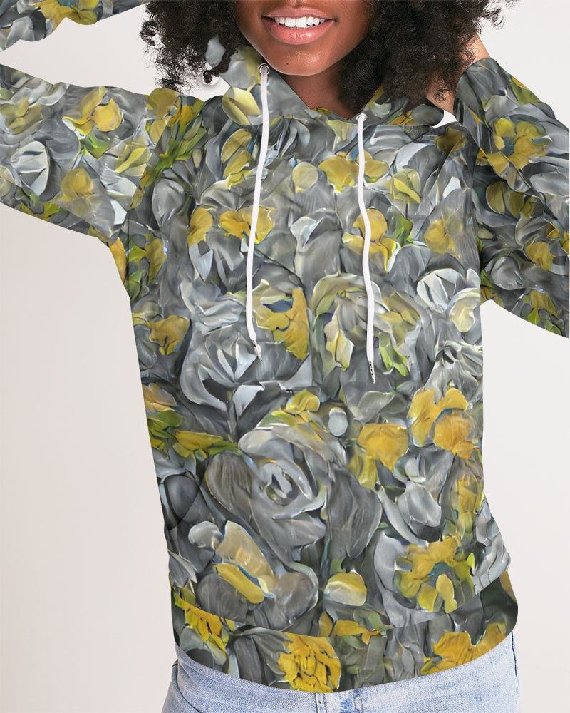 Orange and yellow and grey abstract design of Roses Women's Hoodie