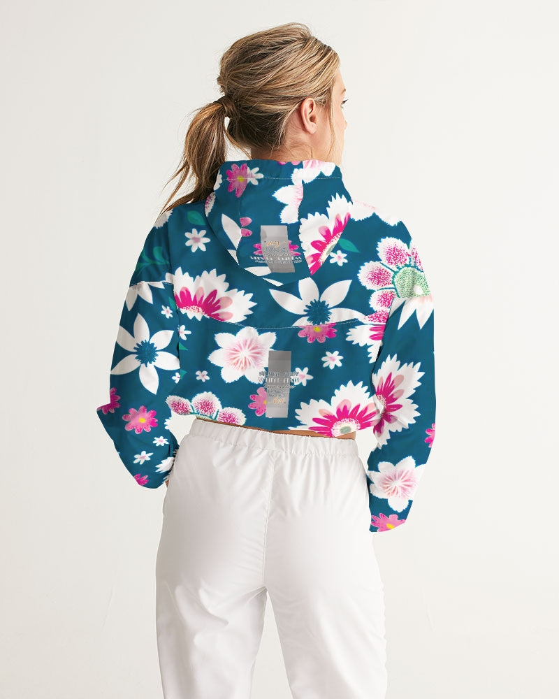 Beautiful floral pattern Women's All-Over Print Cropped Windbreaker