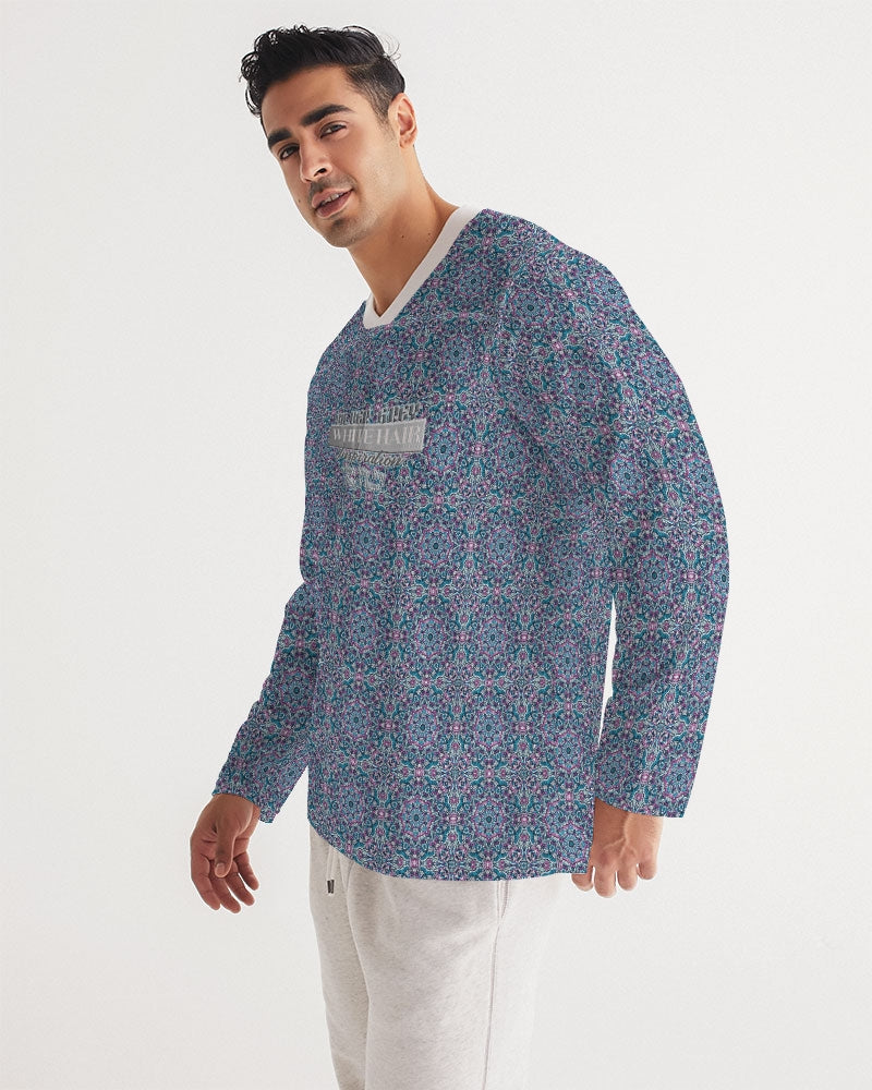 Beautiful mosaic blue pattern Men's Long Sleeve Sports Jersey