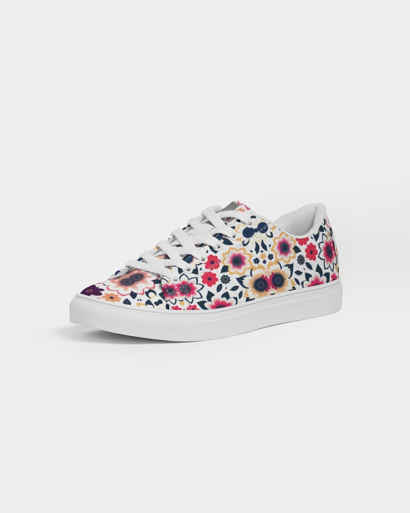 Abstract flower pattern Women's Faux-Leather Sneaker