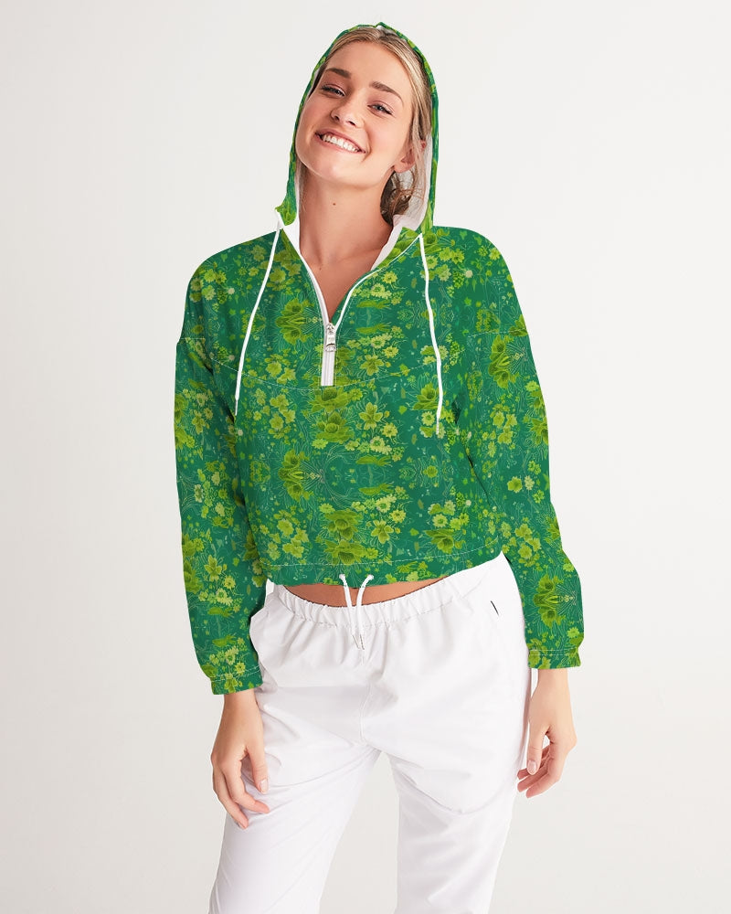 Green lush Repeat pattern Women's Cropped Windbreaker