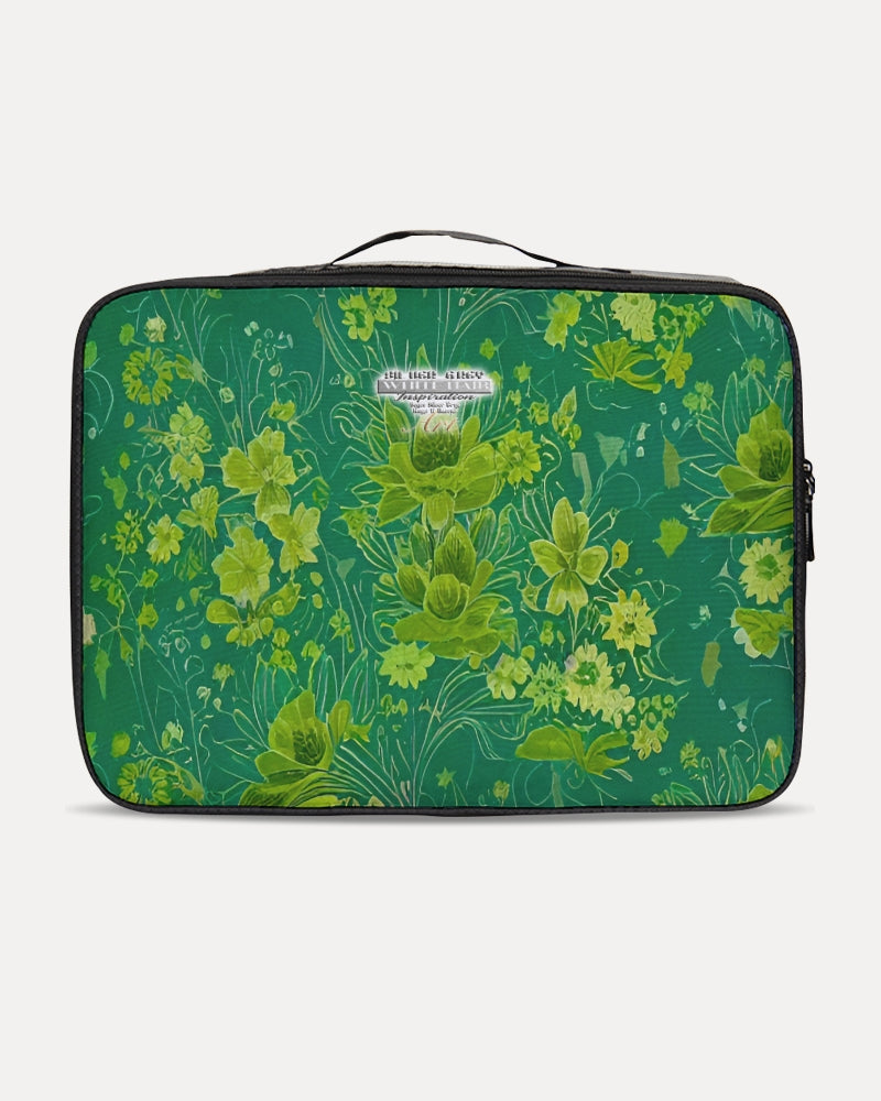 Lush green flower pattern design with logo Jetsetter Travel Case