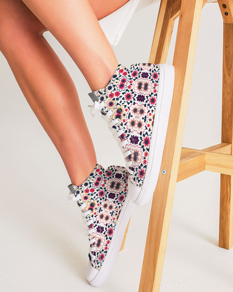 Abstract flower pattern Women's Hightop Canvas Shoe