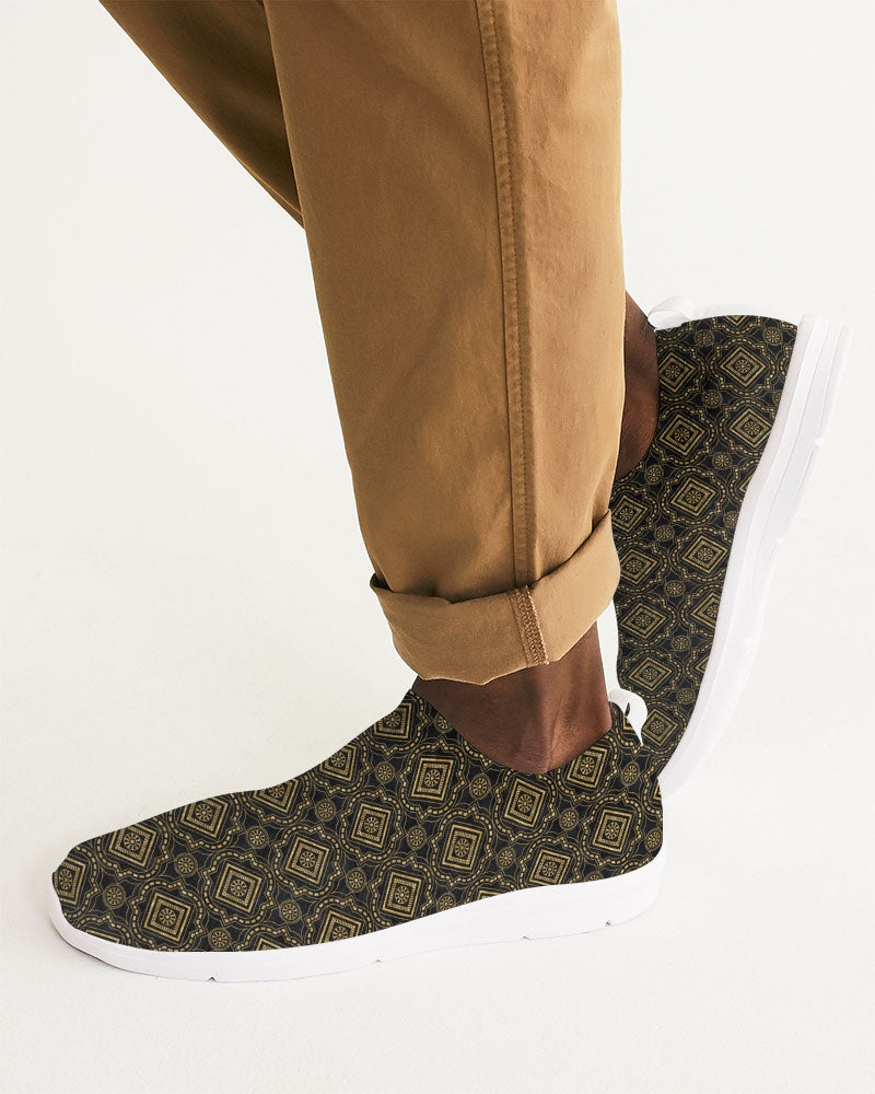 Brown Diamond pattern Men's Slip-On Flyknit Shoe