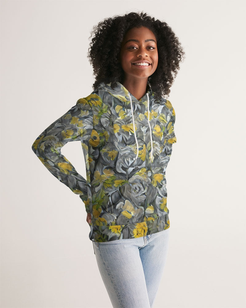 Orange and yellow and grey abstract design of Roses Women's Hoodie