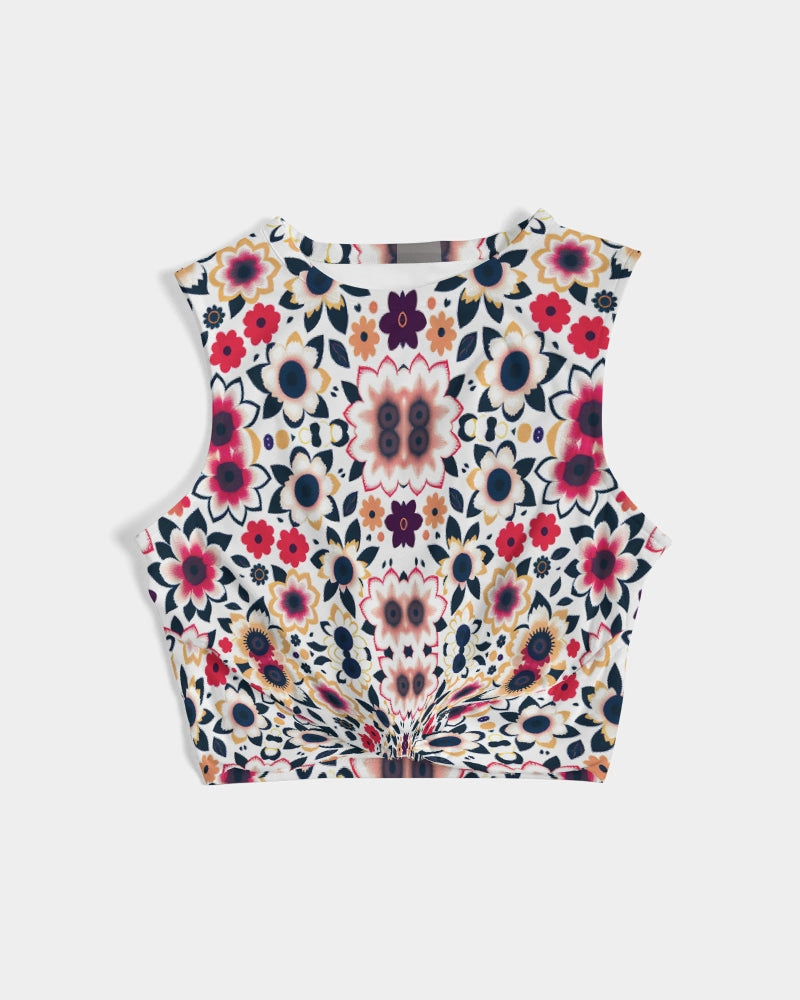 Abstract flower pattern Women's  All-Over Print Twist-Front Tank