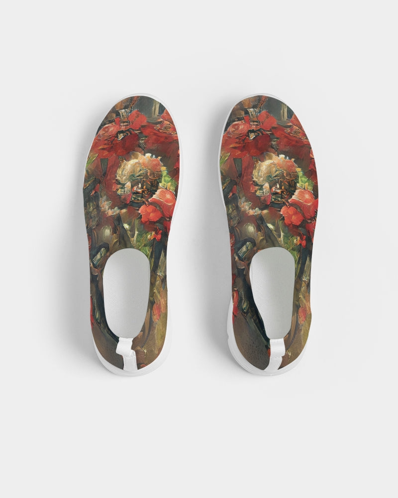 Abstract Rose design Women's Slip-On Flyknit Shoe