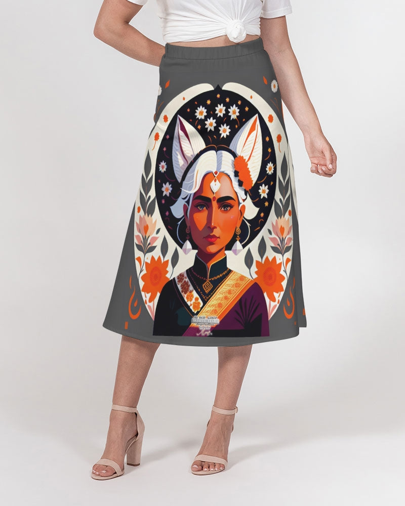 Indian Silver fox Women's A-Line Midi Skirt