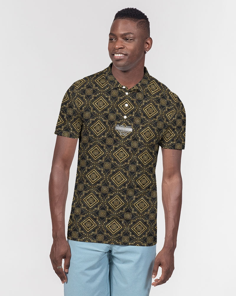 Brown Diamond pattern Men's Slim Fit Short Sleeve Polo