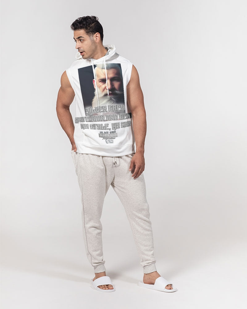 Silver Grey white hair and beard, my style my way Men's Premium Heavyweight Sleeveless Hoodie