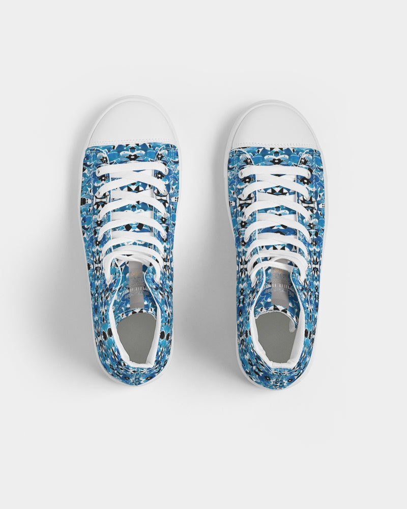 Blue Abstract pattern design Men's Hightop Canvas Shoe