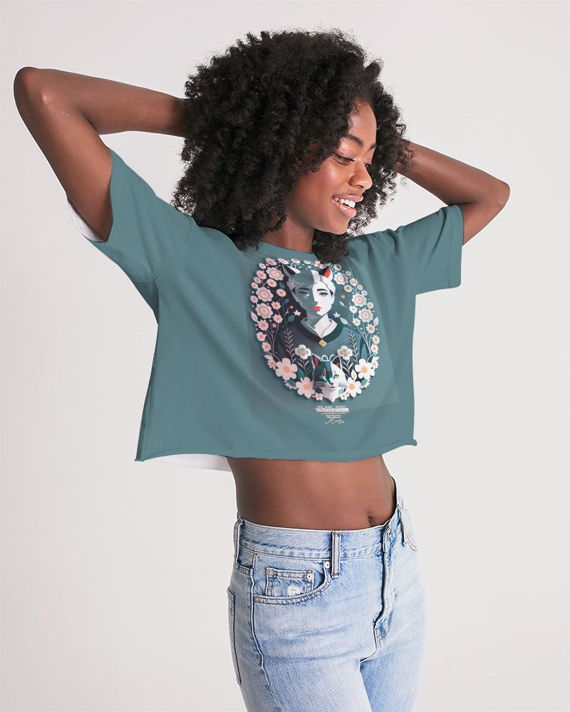 Silverfox flower Women's Lounge Cropped Tee