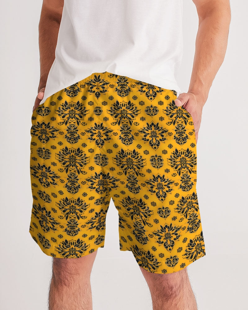 Orange and black royal design Men's Jogger Shorts