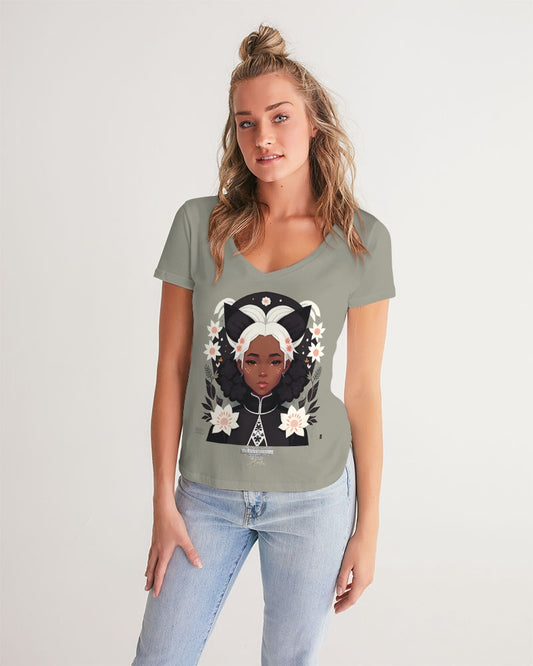 Nubian girl silver fox Women's V-Neck Tee