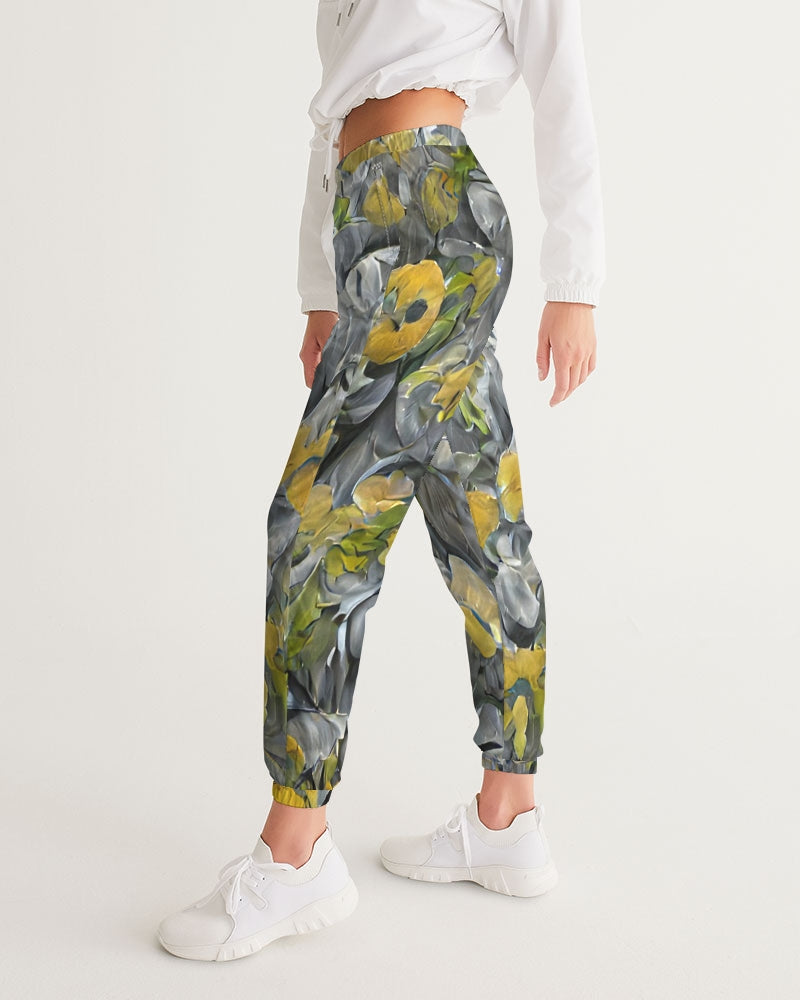 Orange and yellow and grey abstract design of Roses Women's Track Pants