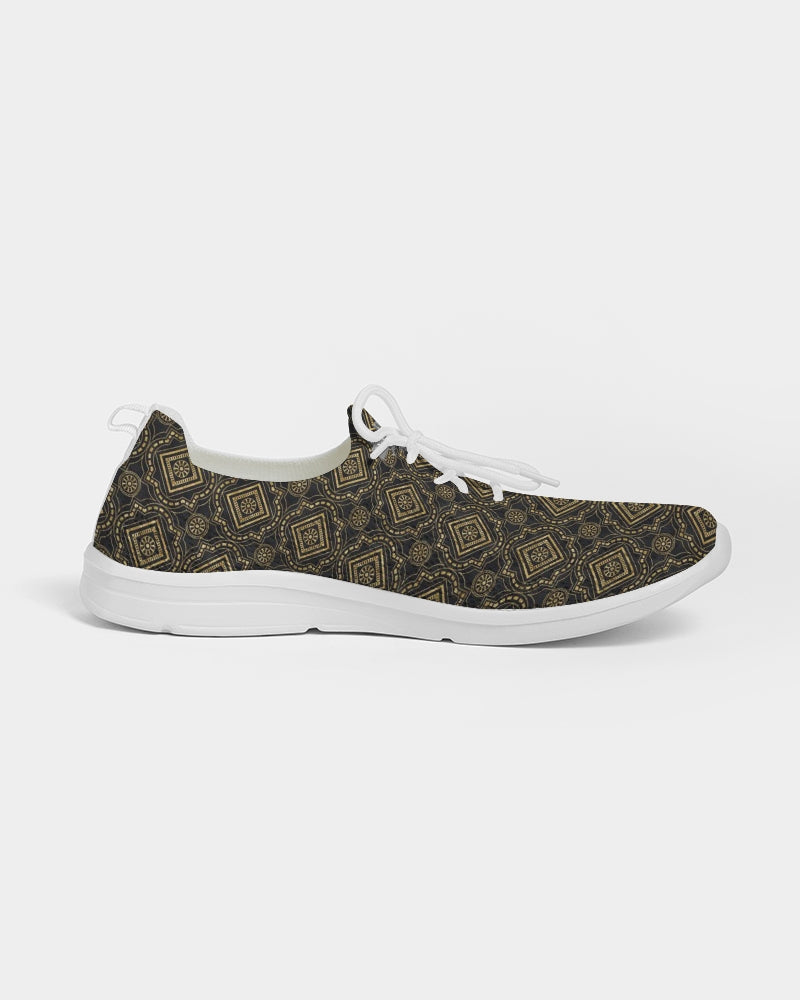 Brown Diamond pattern Men's Lace Up Flyknit Shoe