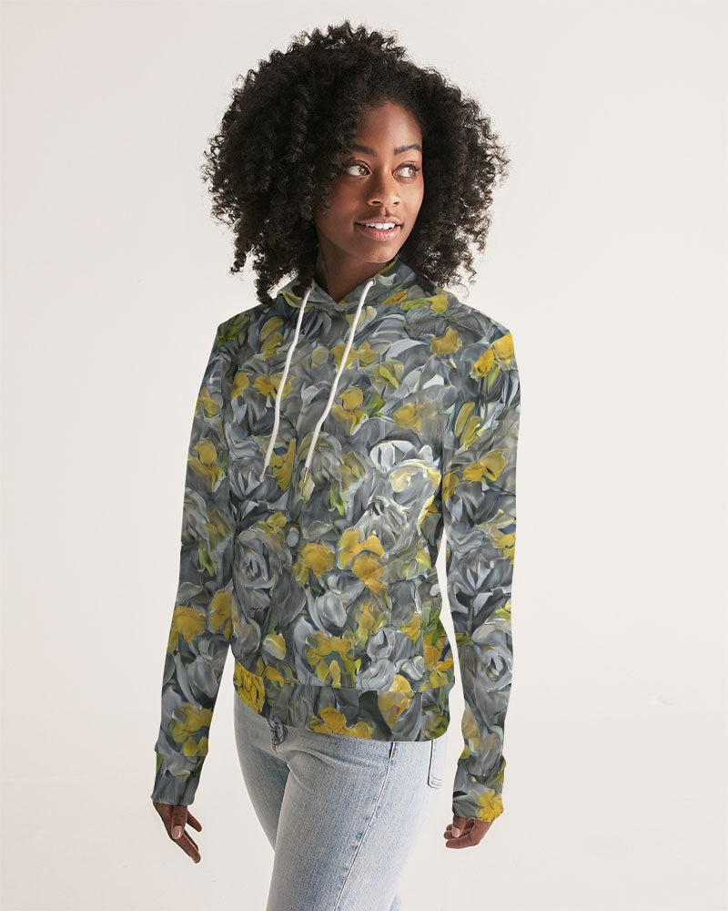 Orange and yellow and grey abstract design of Roses Women's Hoodie