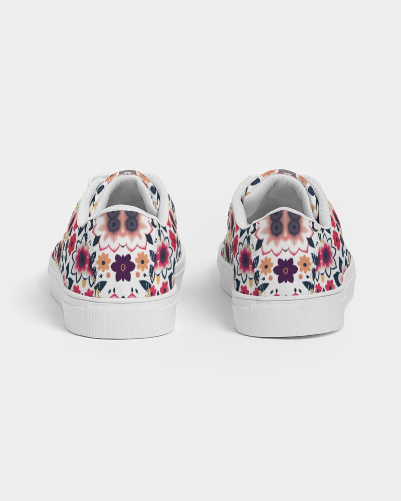 Abstract flower pattern Women's Faux-Leather Sneaker