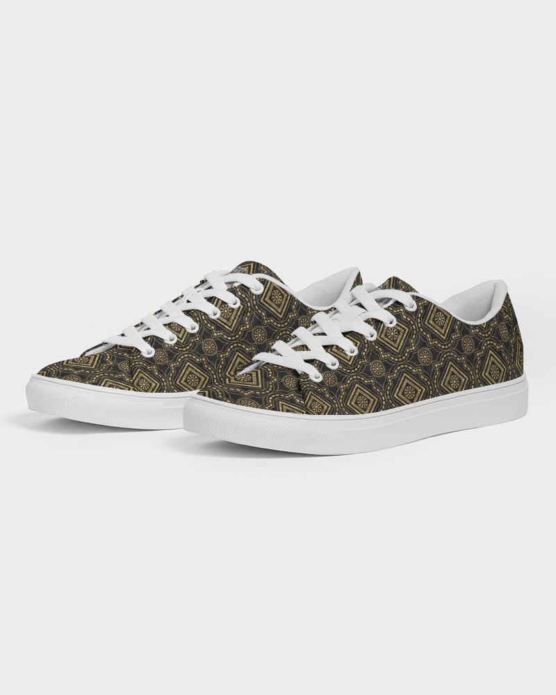 Brown Diamond pattern Men's Faux-Leather Sneaker