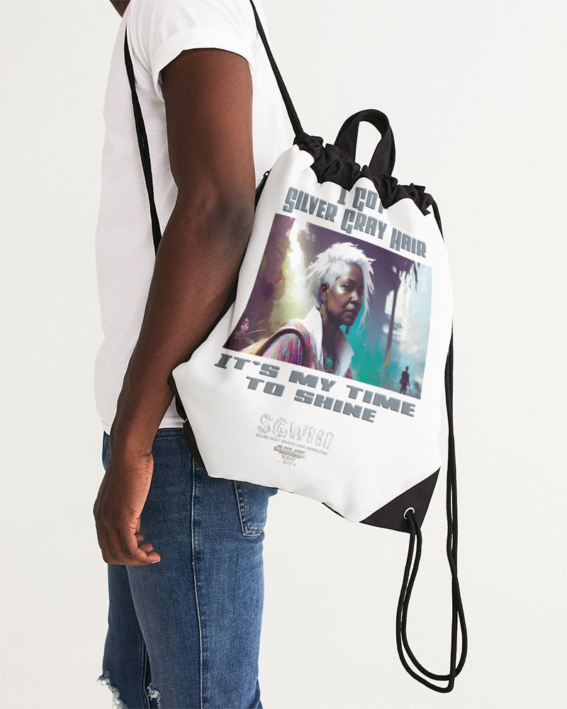 Black sister time to shine Canvas Drawstring Bag