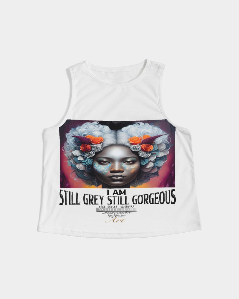 Promoting black women with silver grey hair Women's Cropped Tank