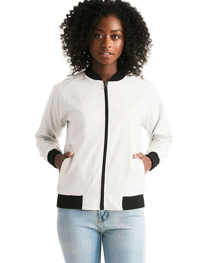 Promoting black women with silver grey hair Women's Bomber Jacket