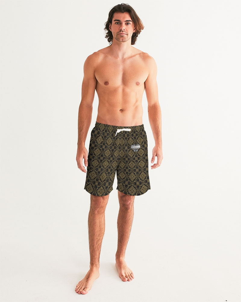 Brown Diamond pattern Men's Swim Trunk