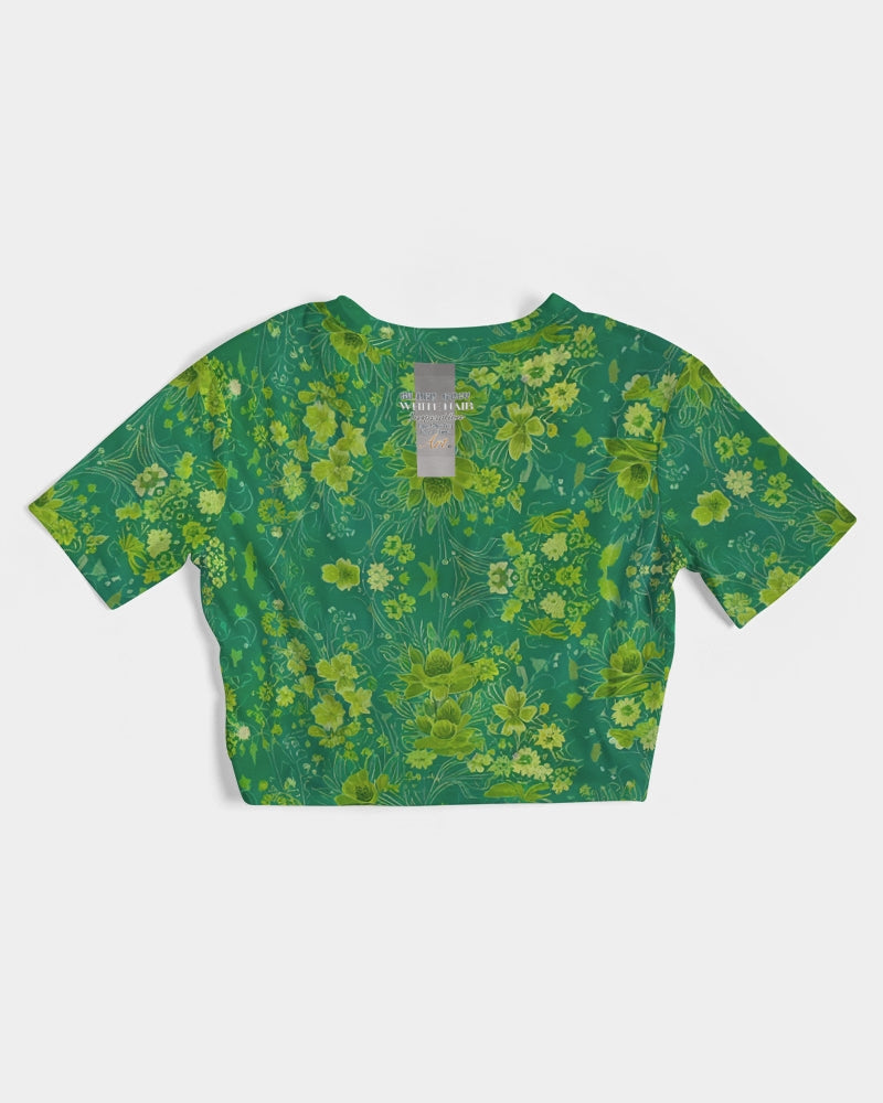 Green lush Repeat pattern Women's Twist-Front Cropped Tee