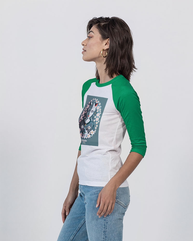 Silverfox flower Unisex Three-Quarter Sleeve Baseball Tee | Bella + Canvas